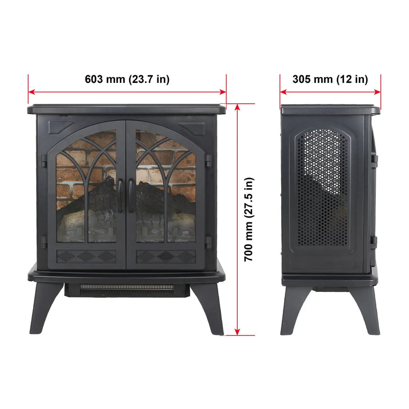 3D Flame Electric Infrared Quartz Fireplace Stove With Remote Control - Antique Black by HouseOfZazla