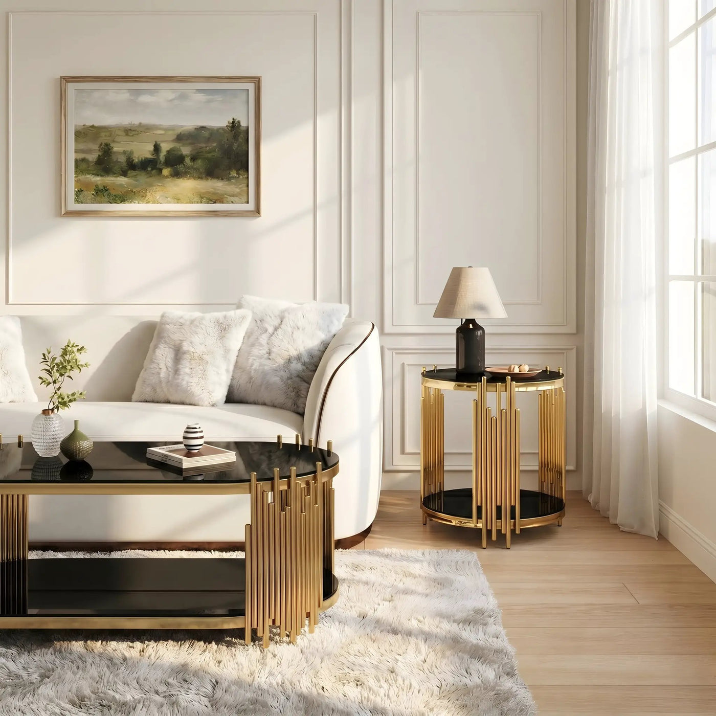 Modern Luxury Coffee Table and Side Table Set, 2-Piece Oval by HouseOfZazla
