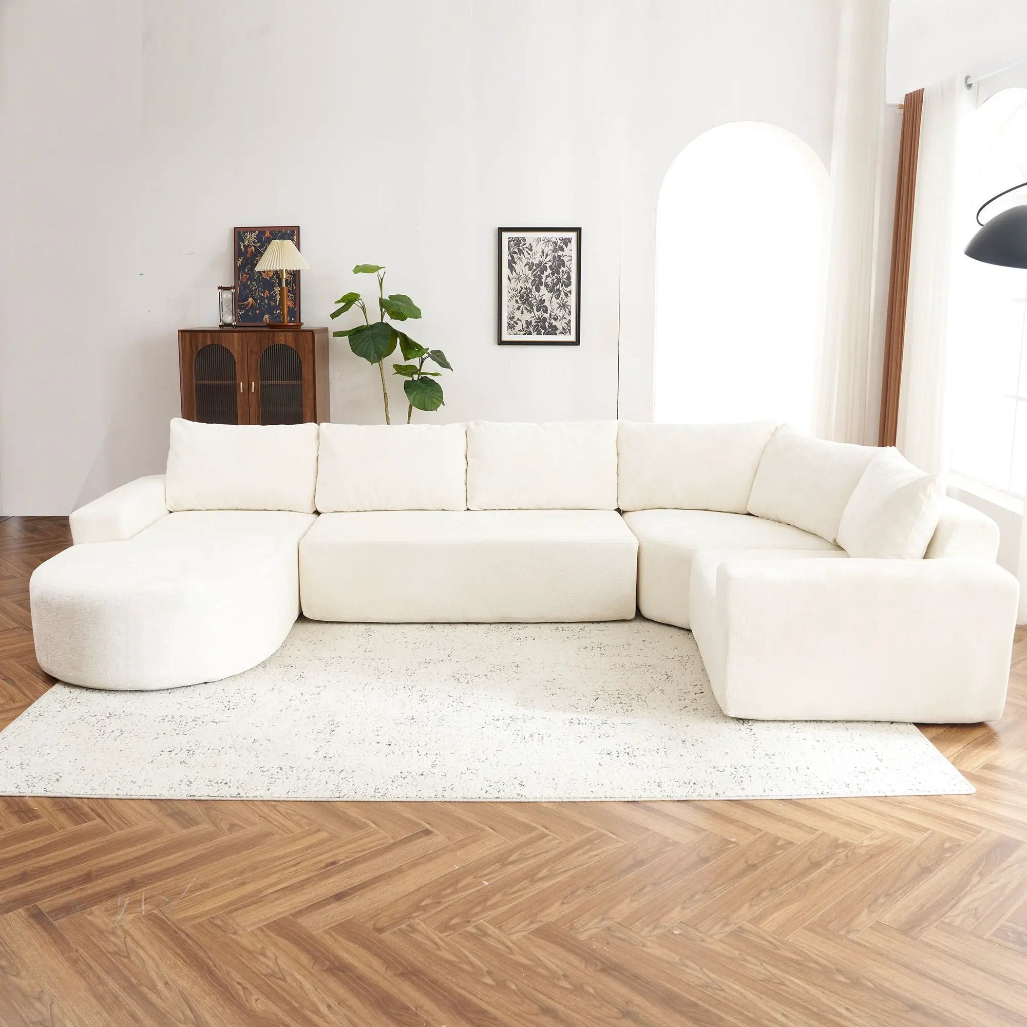 U-Shaped Oversized Modular Cloud Sectional Sofa With Deep Seat For Living Room by HouseOfZazla