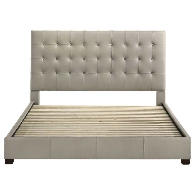 Medley Genuine Leather Eastern King Platform Bed Tan by Unique Piece Furniture