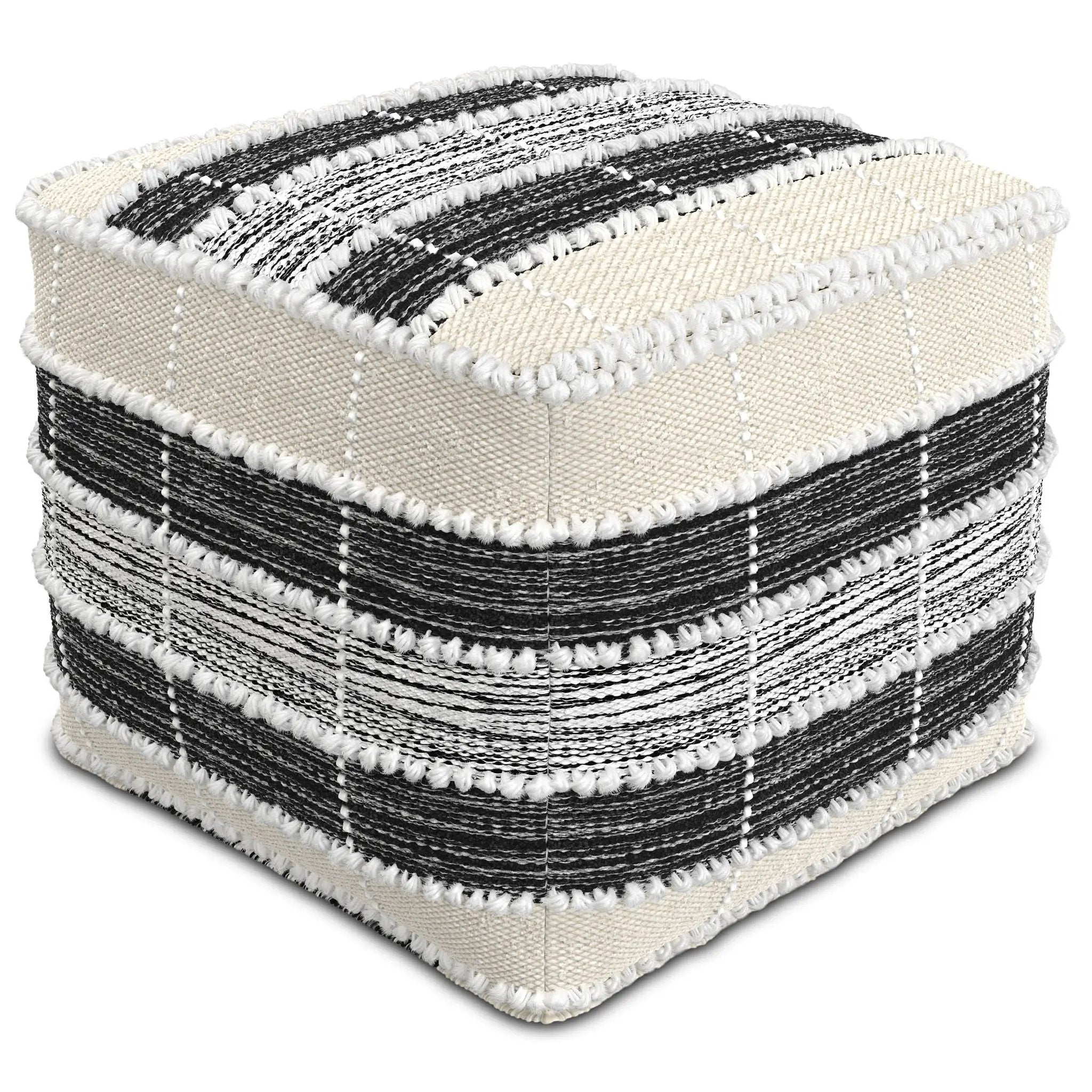 Barley - Square Pouf - White / Beige / Black by Unique Piece Furniture