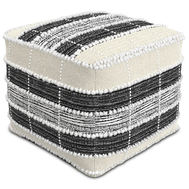 Barley - Square Pouf - White / Beige / Black by HouseOfZazla