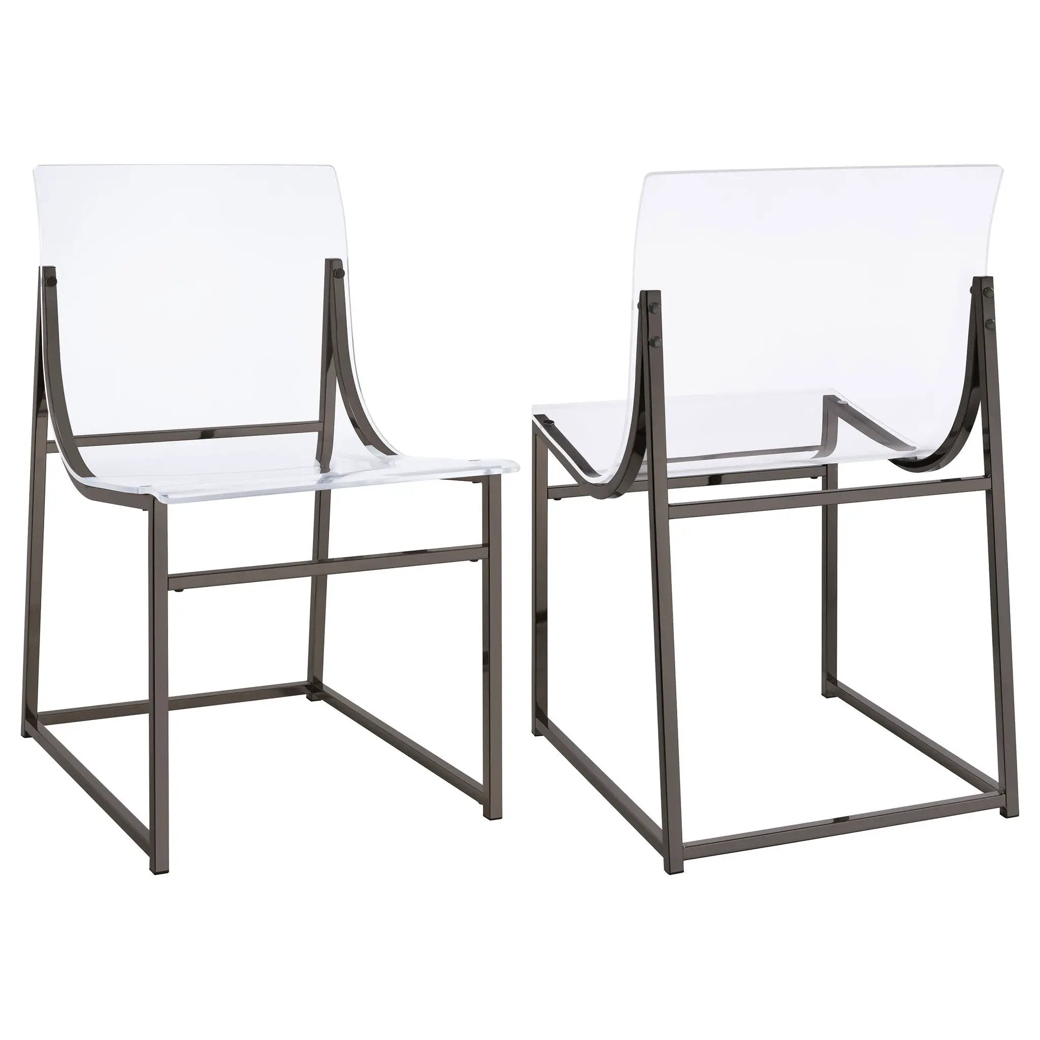 Adino Acrylic Dining Side Chair Black Nickel (Set of 2) by Unique Piece Furniture