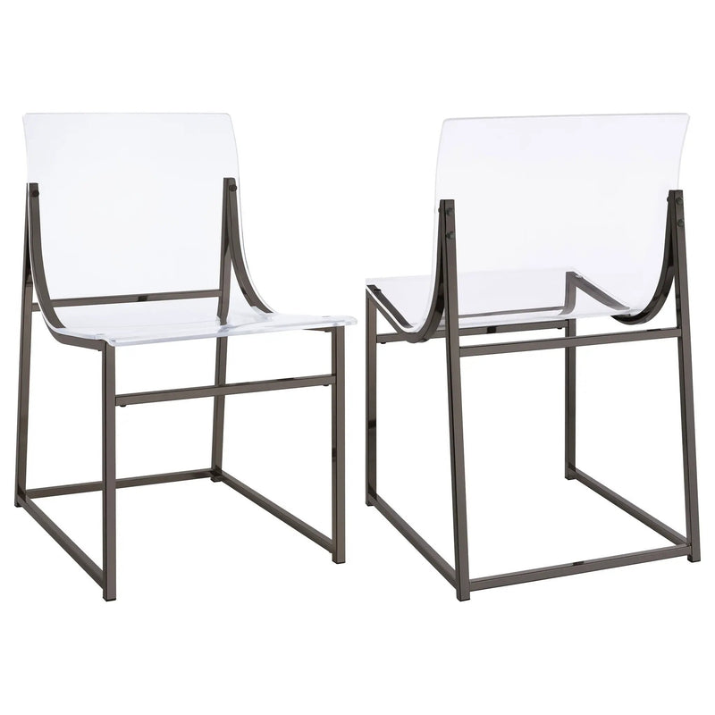 Adino Acrylic Dining Side Chair Black Nickel (Set of 2) by Unique Piece Furniture
