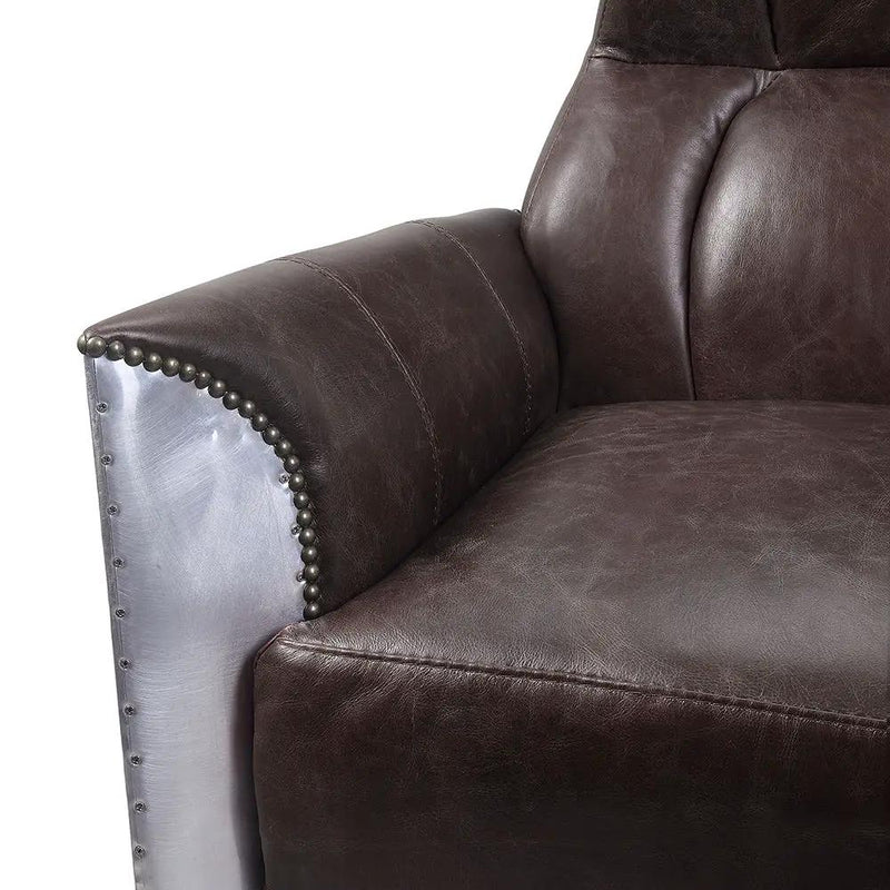 Brancaster - Accent Chair - Espresso Top Grain Leather & Aluminum by Unique Piece Furniture