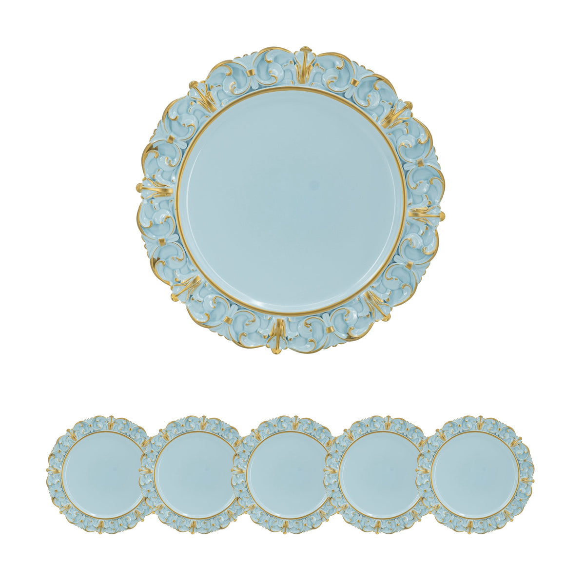 Blue+Gold Plastic Charger Plate 6 Pack, photo 2 of 7
