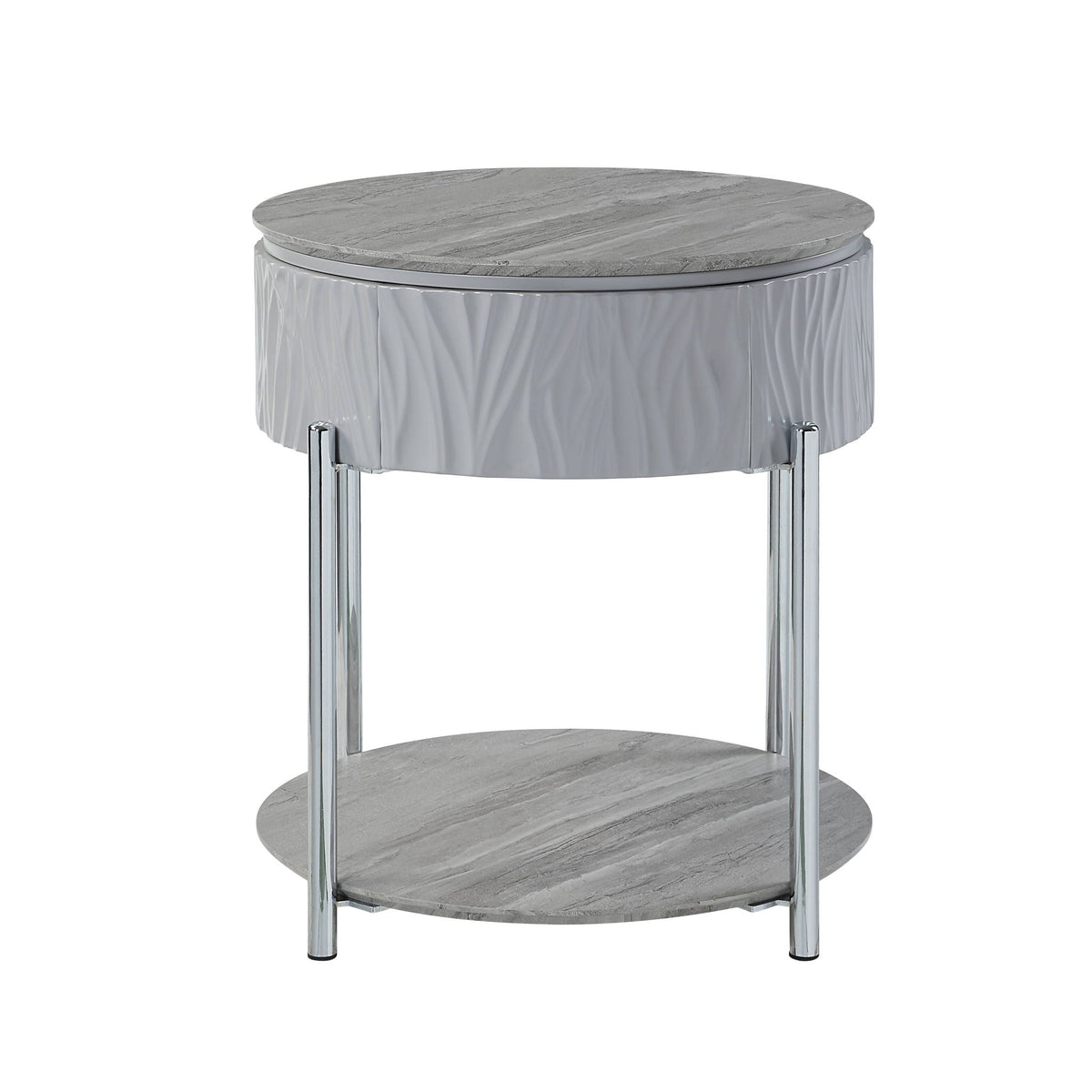 Yukino High Gloss Sofa Table with Sleek Metal Legs - Gray, photo 2 of 12