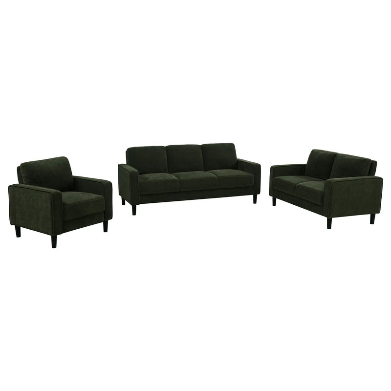 Ruth 3-piece Fabric Upholstered Track Arm Sofa Matcha Green by Unique Piece Furniture