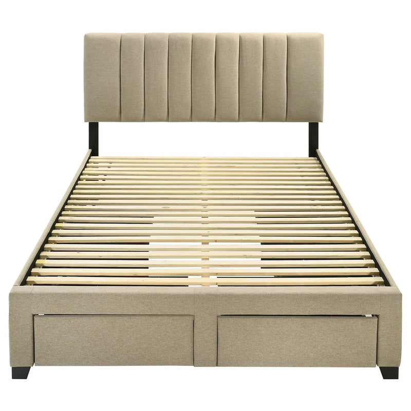 Wheatland 4-drawer Upholstered Queen Storage Bed Light Brown by Unique Piece Furniture
