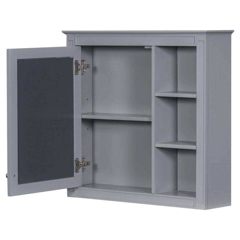 Bathroom Vanity With Medicine Cabinet, Royal Mirror Cabinet, Modern Bathroom Storage Cabinet With 2 Soft Closing Doors And 4 Drawers by HouseOfZazla