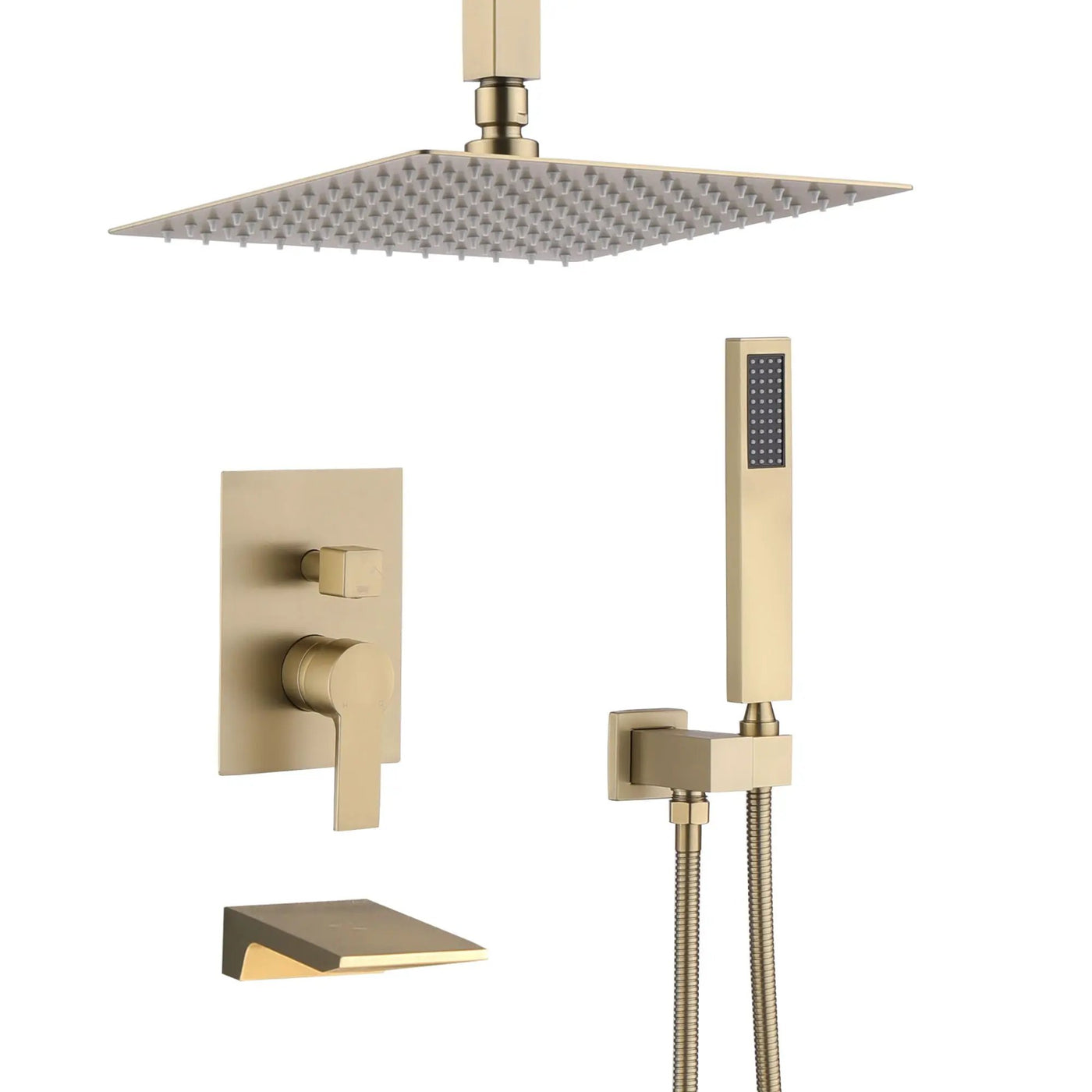 Wall Mount Shower System With High Pressure 10" Shower Head And Handheld by HouseOfZazla
