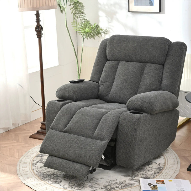 Power Lift Recliner Chair With Extended Footrest, Remote Control, Cup Holders, And Side Pockets by HouseOfZazla