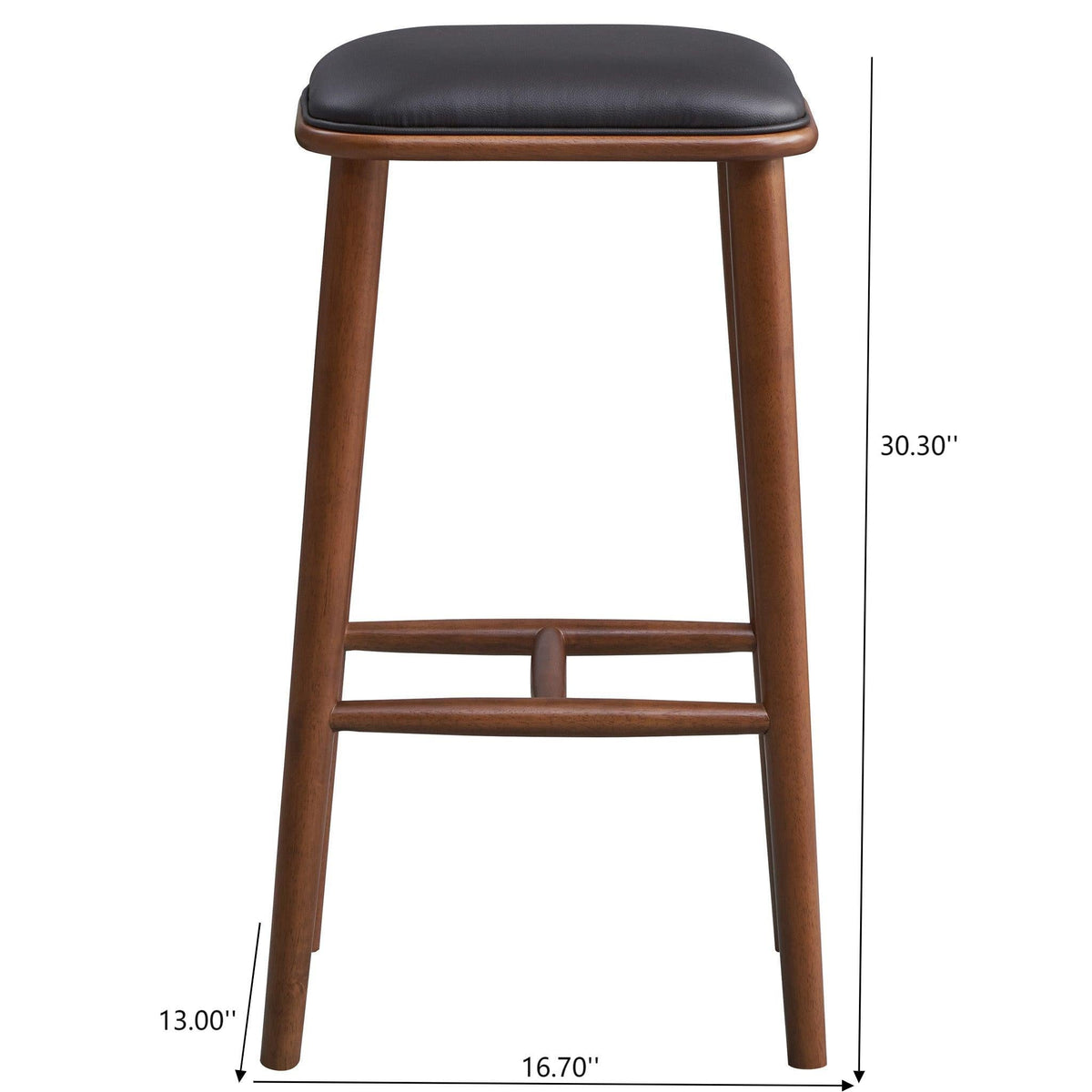 Stylish Design Bar Height Stool with Upholstered Seat - Black or Light Brown, photo 7 of 12