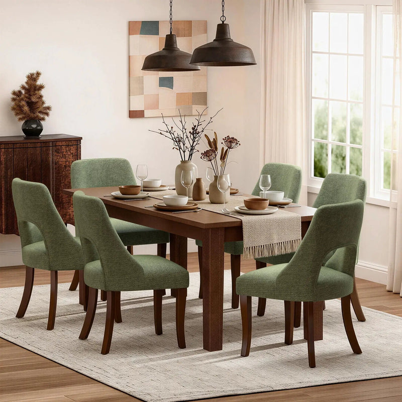 Upholstered Dining Chair With Curved Legs (Set of 2) - Green by HouseOfZazla