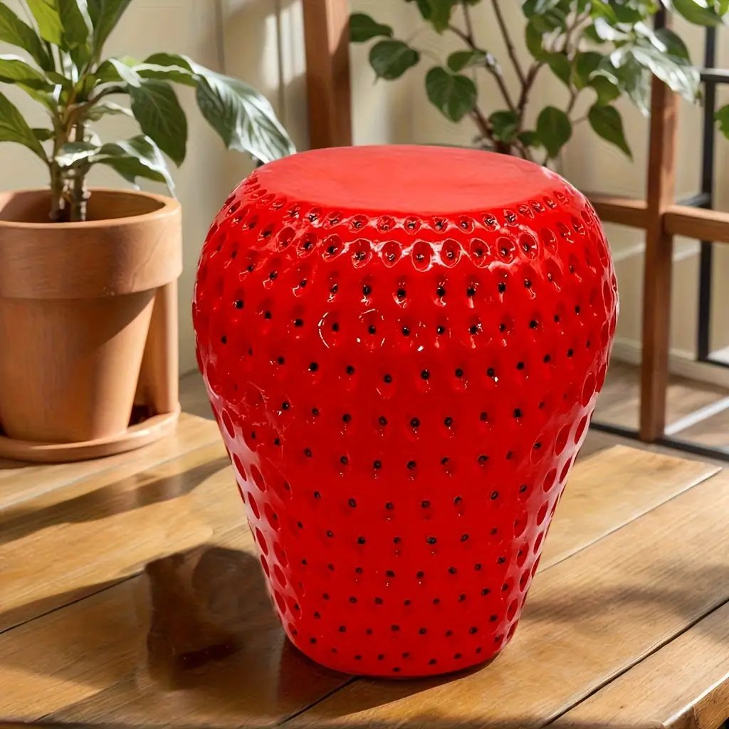 Strawberry Fruit Stool, 13.4" Oversized Resin Stool by HouseOfZazla