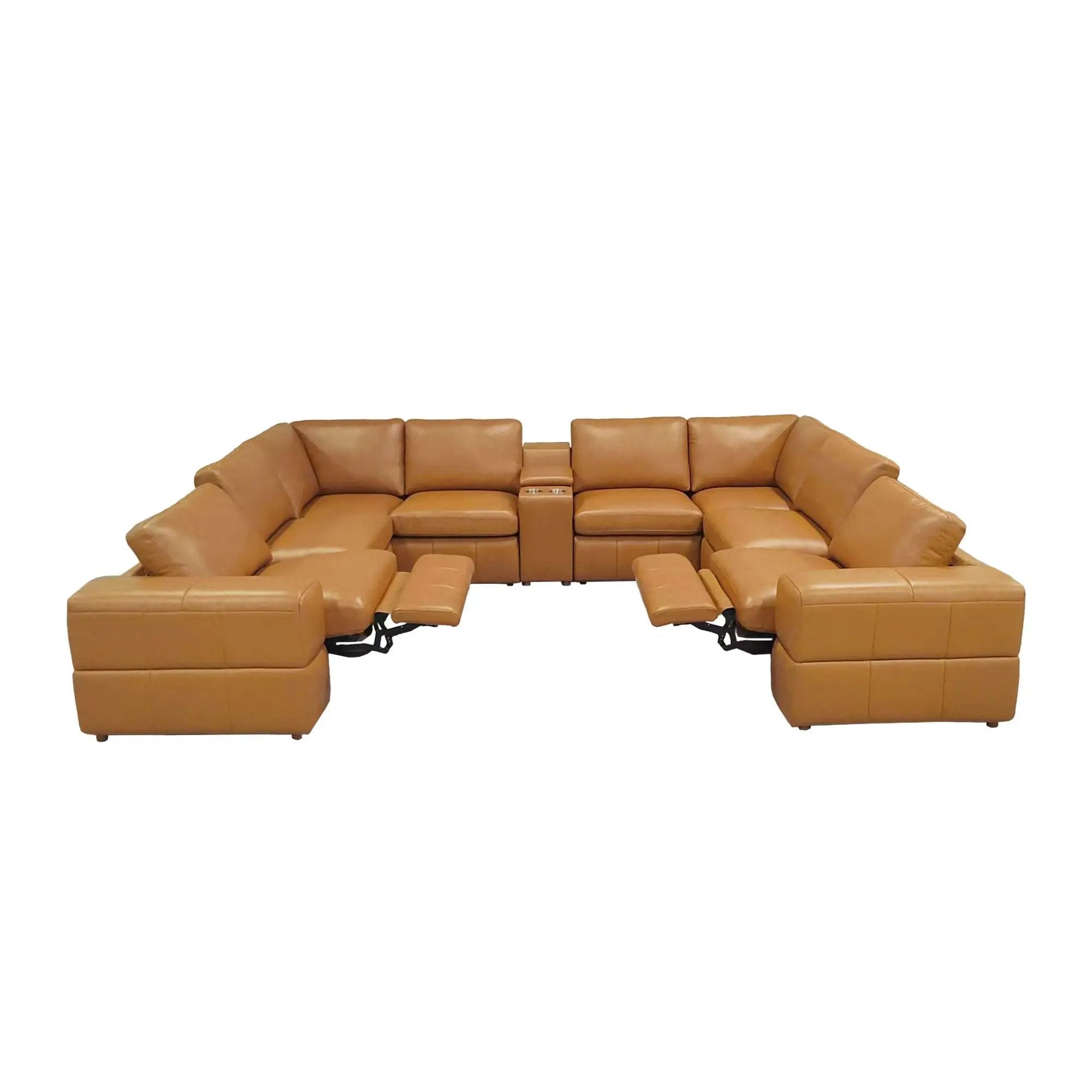 Upholstered Large Arms Sectional With Recliner Seats by Unique Piece Furniture