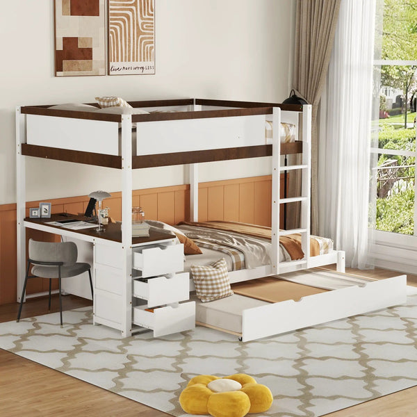 Bunk Bed With Twin Size Trundle, Storage And Desk