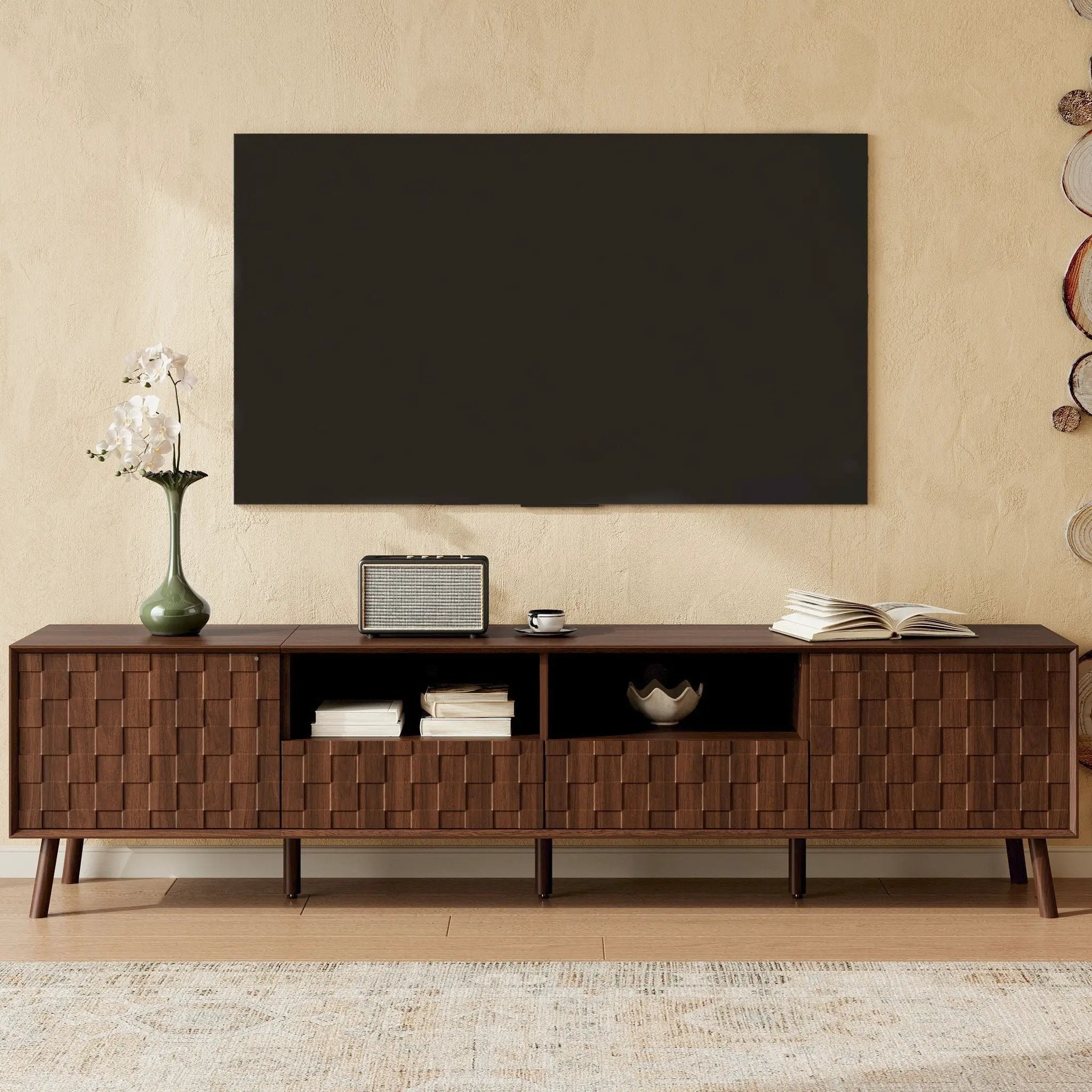 TV Stand With Drawers And Cable Management - Walnut by Unique Piece Furniture
