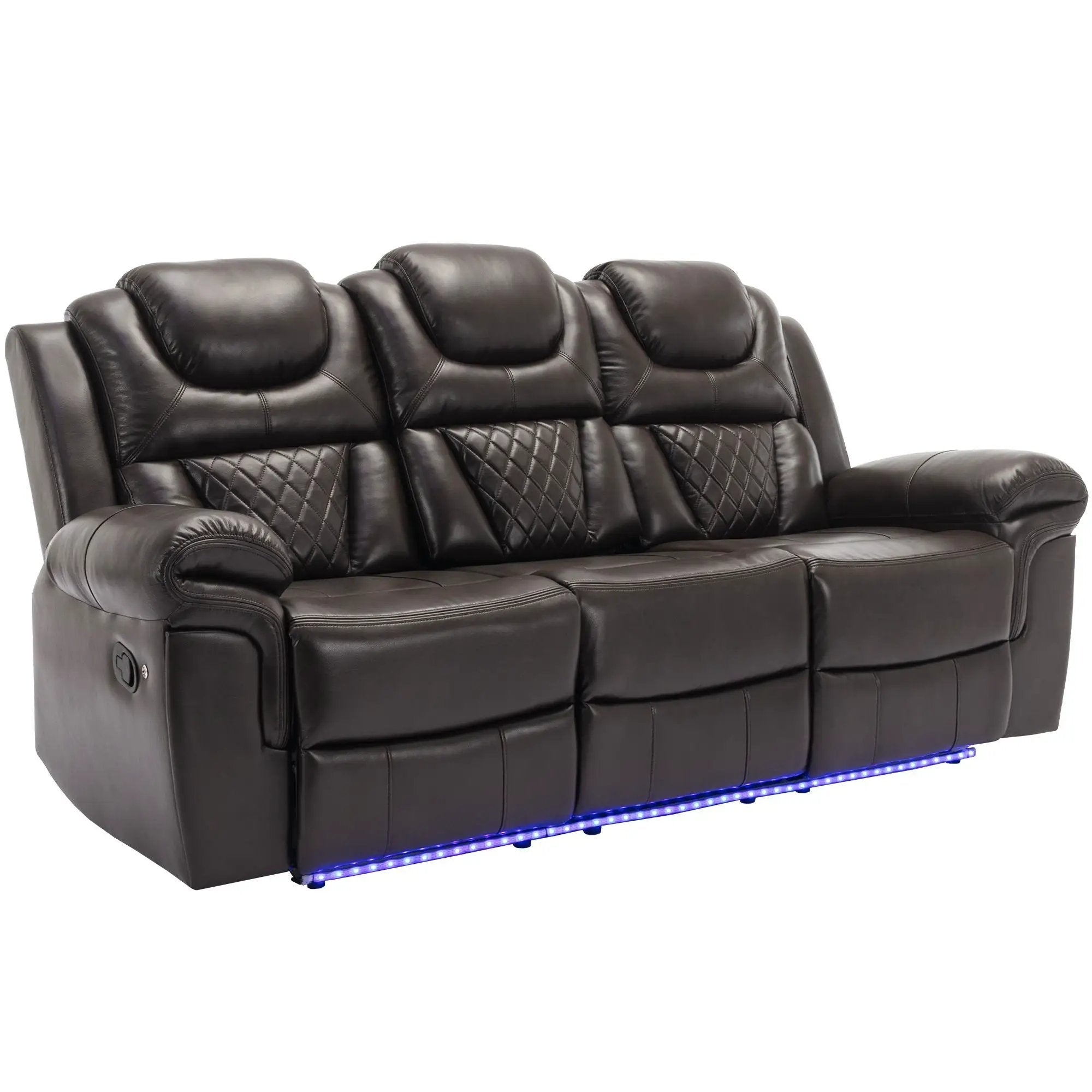 Home Theater Seating Manual Recliner Chair With Center Console And Led Light Strip For Living Room by HouseOfZazla