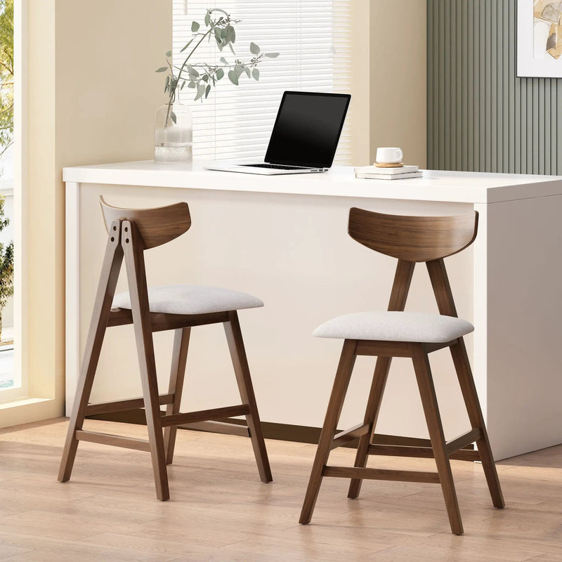 Mid Century Modern Counter Stool With V Shape Frame And Upholstered Seating by HouseOfZazla