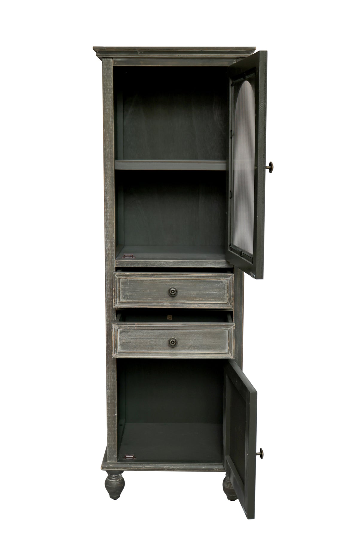 Farmhouse Tall Narrow Storage Cabinet – Rustic Wood, photo 2 of 8