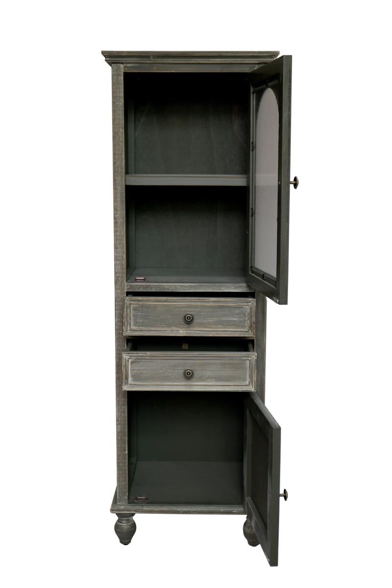 Farmhouse Tall Narrow Storage Cabinet – Rustic Wood, photo 2 of 8
