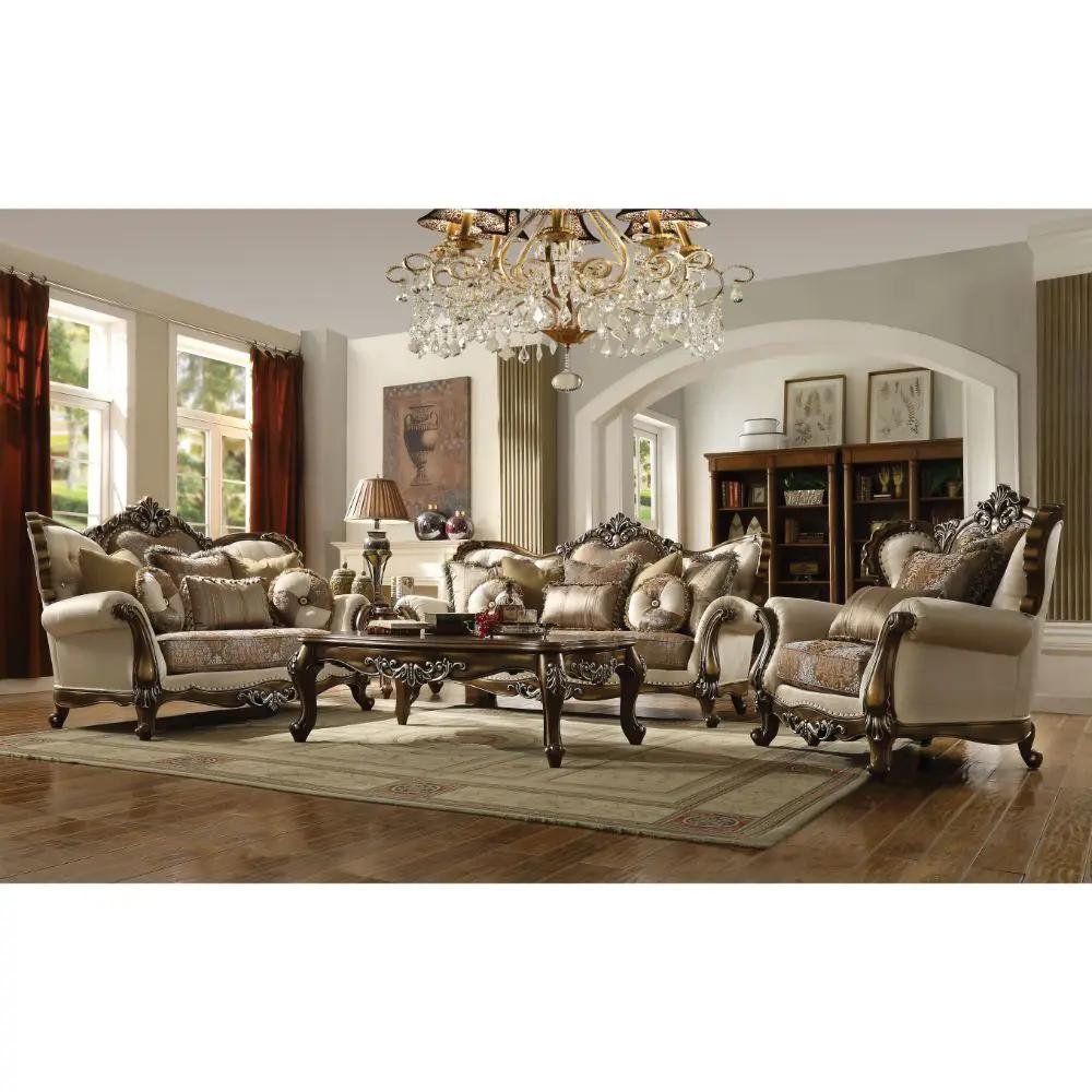 Latisha - Chair With 2 Pillows (Same Lv01578) - Tan, Pattern Fabric & Antique Oak by Unique Piece Furniture