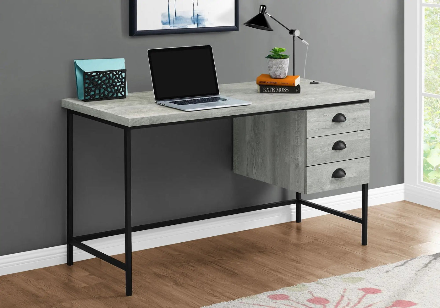 Computer Desk For Home Office, Laptop, 3 Storage Drawers, Contemporary & Modern by HouseOfZazla
