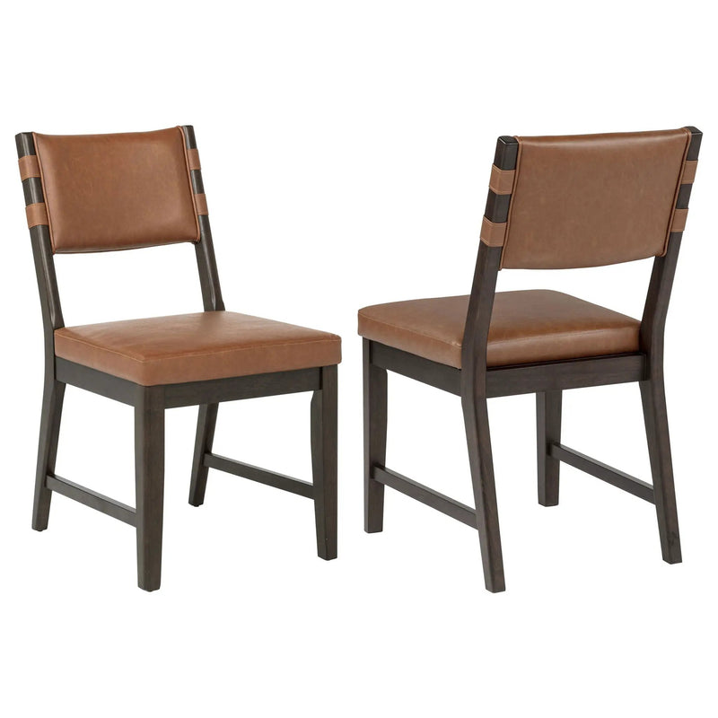 Tegan Faux Leather Upholstered Dining Side Chair Cognac (Set of 2) by Unique Piece Furniture