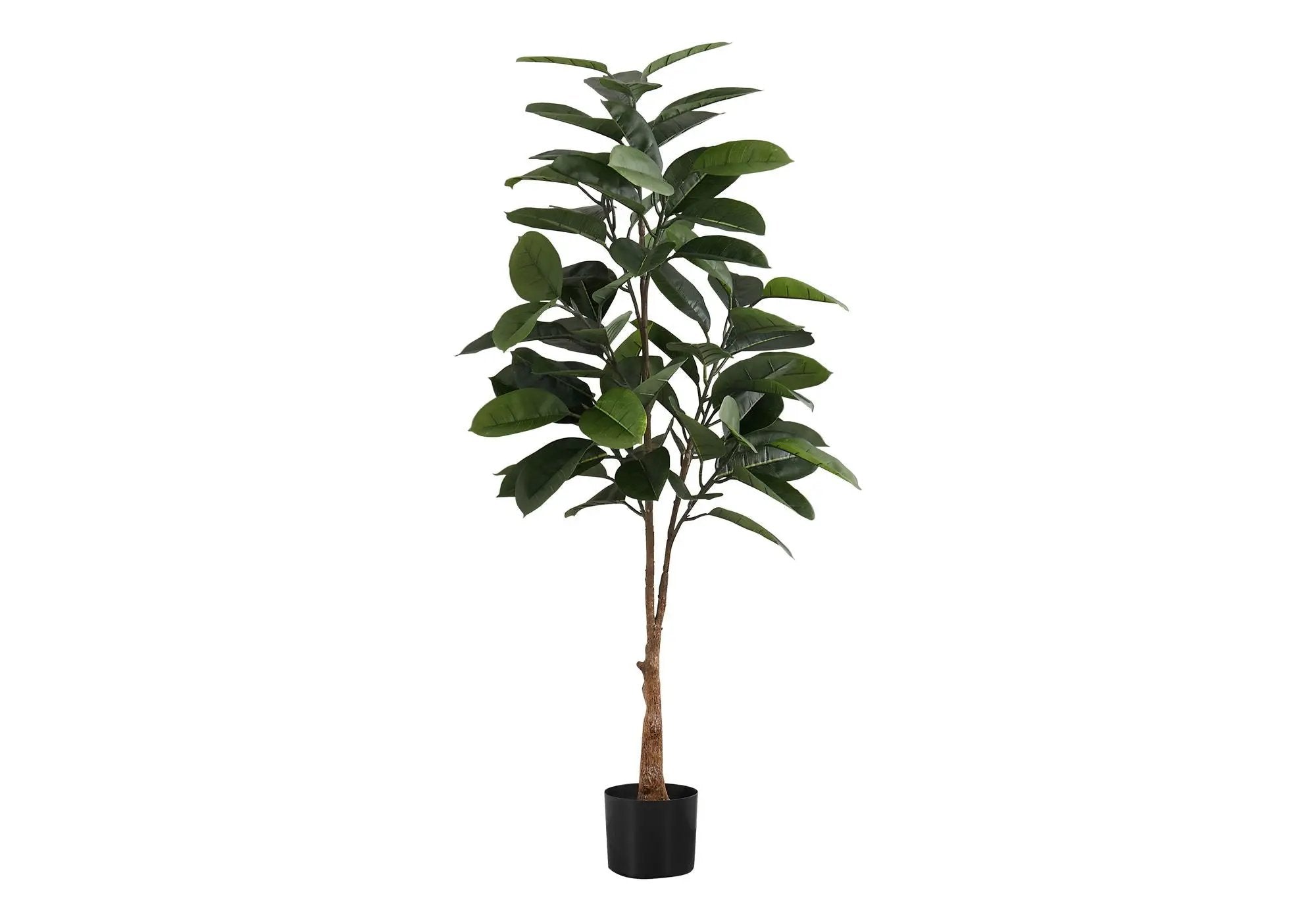 52" Tall, Artificial Plant, Rubber Tree, Indoor, Faux, Fake, Floor, Greenery, Potted, Real Touch, Decorative - Green / Black by Unique Piece Furniture