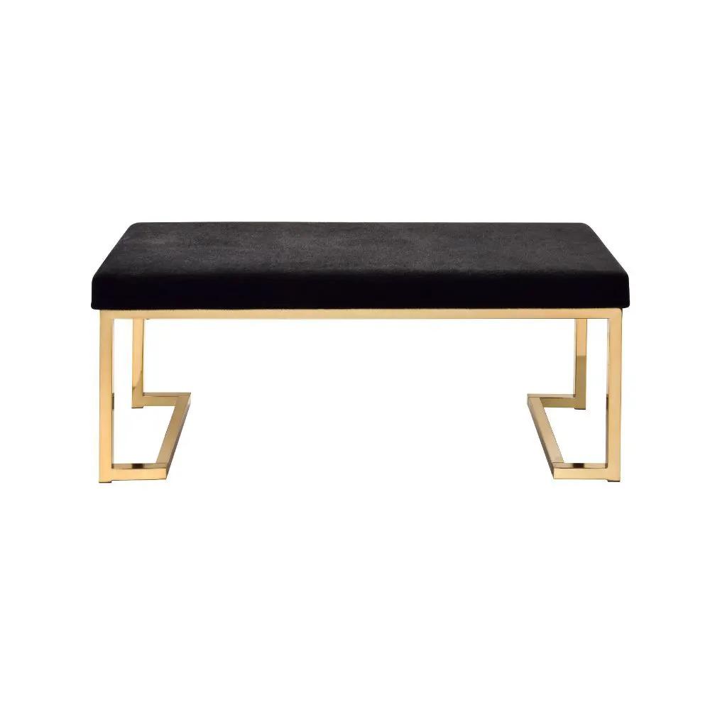 Boice - Bench - Black Fabric & Champagne by Unique Piece Furniture