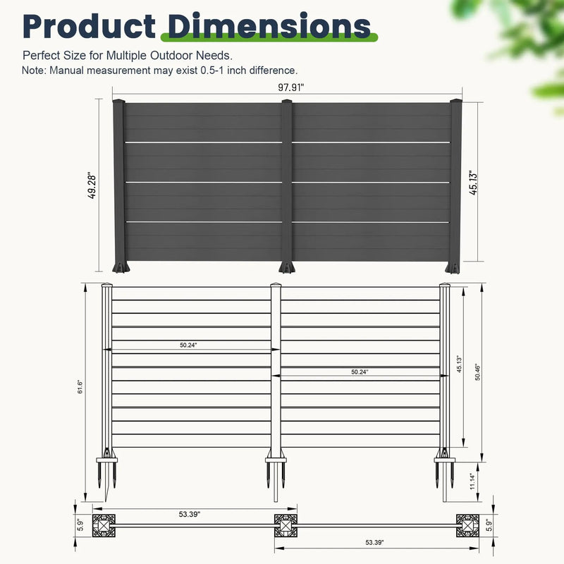 50" W x 49" H Outdoor Privacy Screen, Air Conditioner Fence, All-Weather Vinyl Privacy Fence Screens with Aluminum by HouseOfZazla