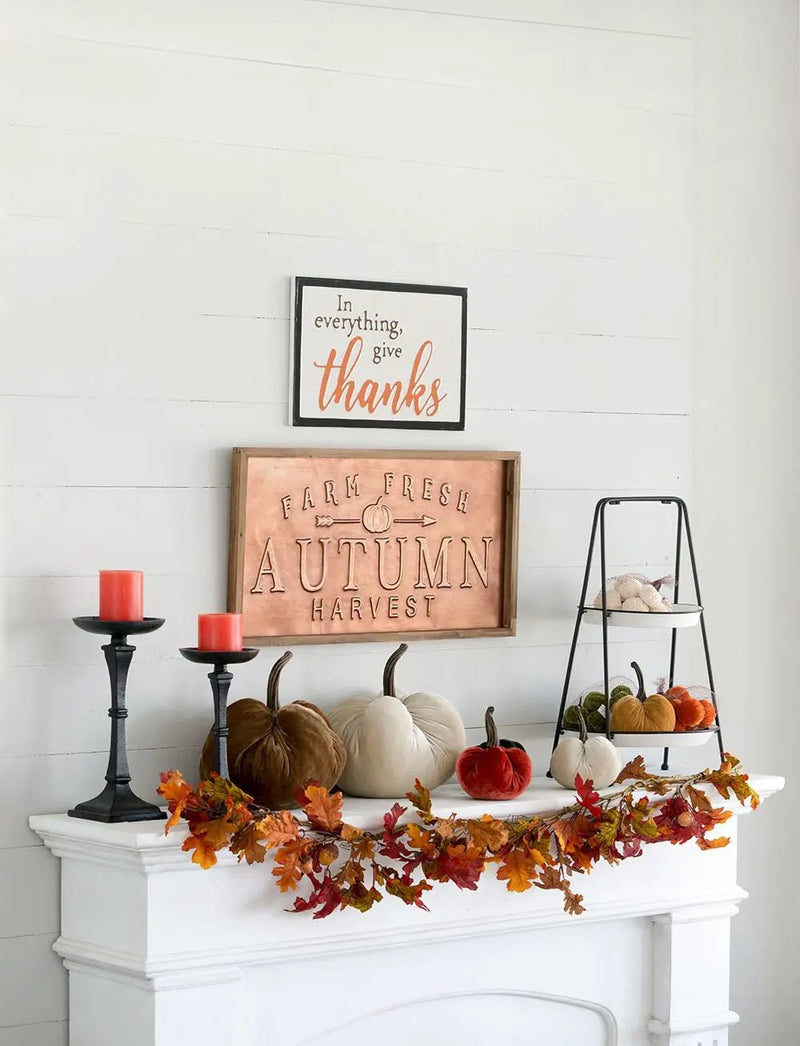 Thanks Wall Sign, Wall Art Decor For Harvest Festival Fall Festival & Thanksgiving Table Decorations (Set of 2) - Black / Orange / White by HouseOfZazla