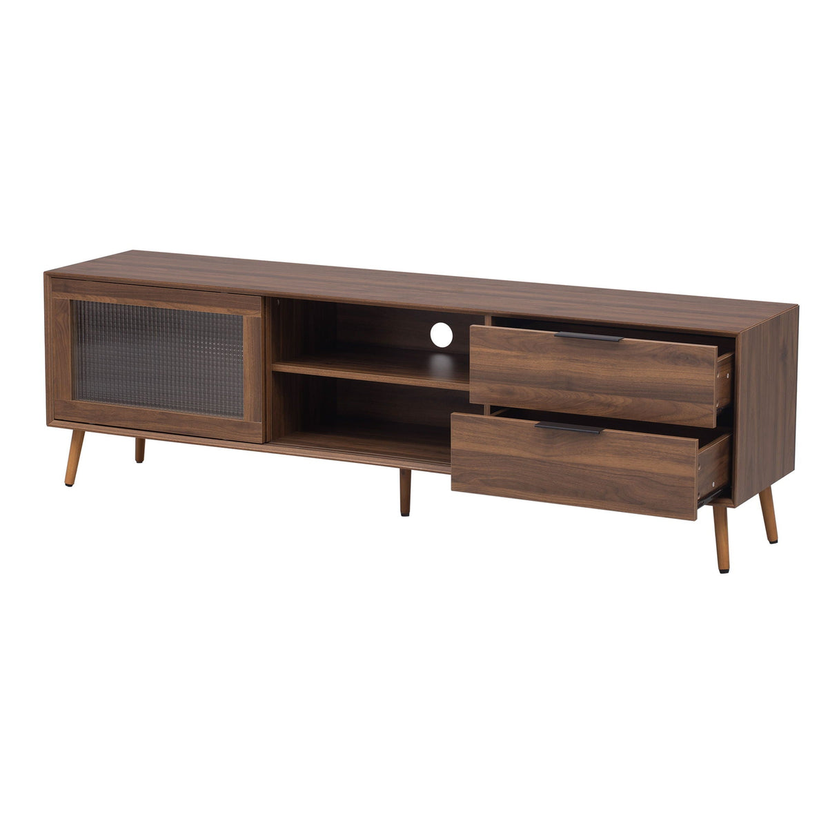 TV Stand Media Console with Storage Cabinet - Walnut
