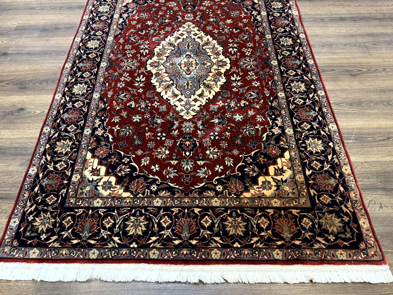 Sino Persian Rug 4x6, Traditional Wool Hand Knotted Carpet, Red Navy Blue, 225 KPSI by Jewel Rugs