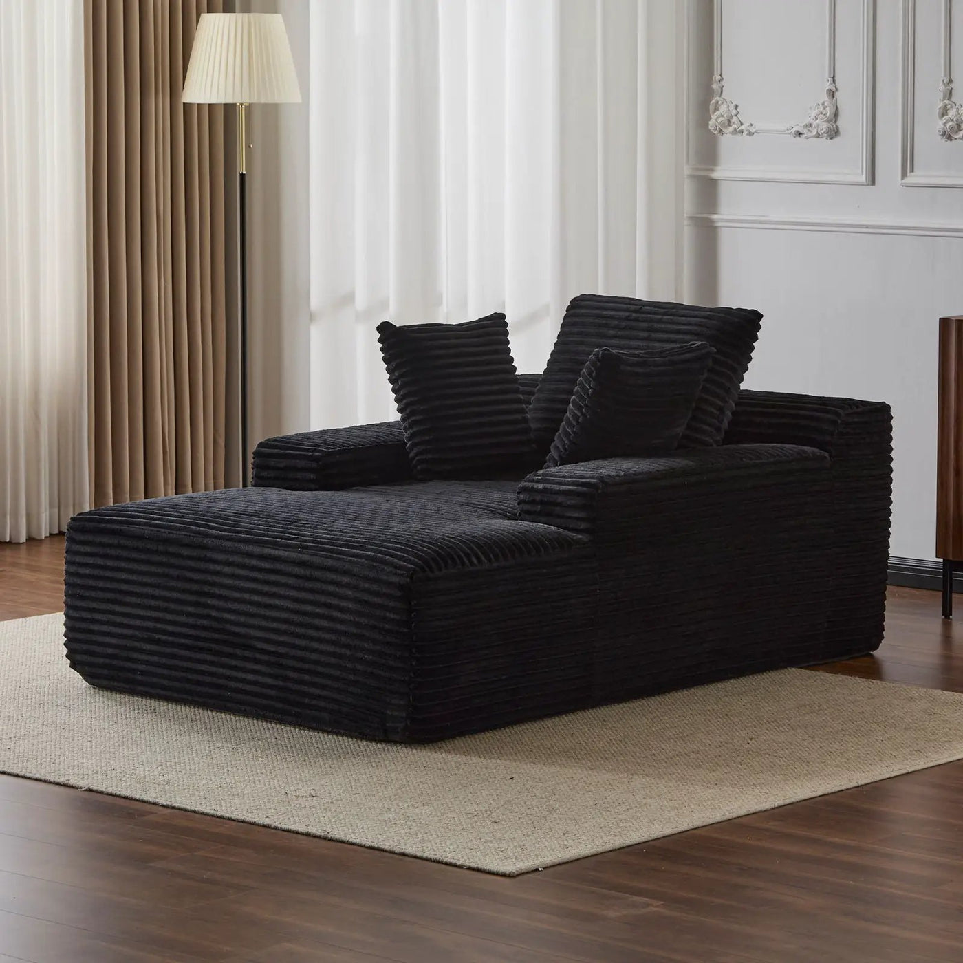 Oversized Chaise Lounge Chair Cozy Cloud Couch With 3 Throw Pillows And Wide Armrest by HouseOfZazla