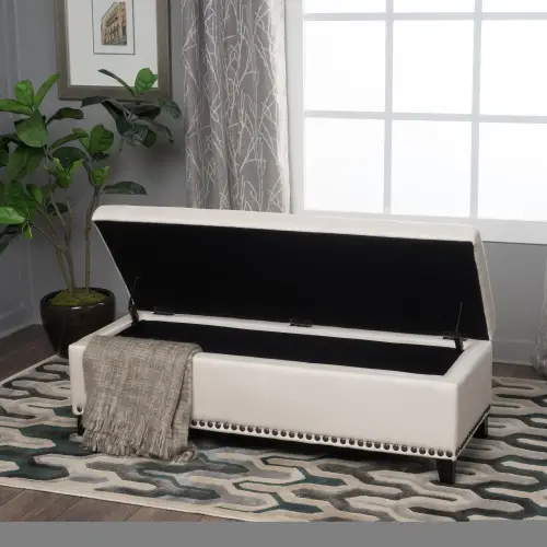 Storage Ottoman, Storage Bench with Safety Close Hinge by HouseOfZazla