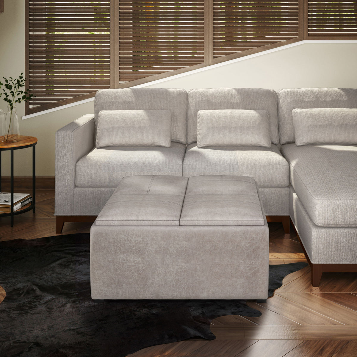 Avalon Square Storage Ottoman Coffee Table with Flip Trays - Multiple Colors, photo 36 of 40