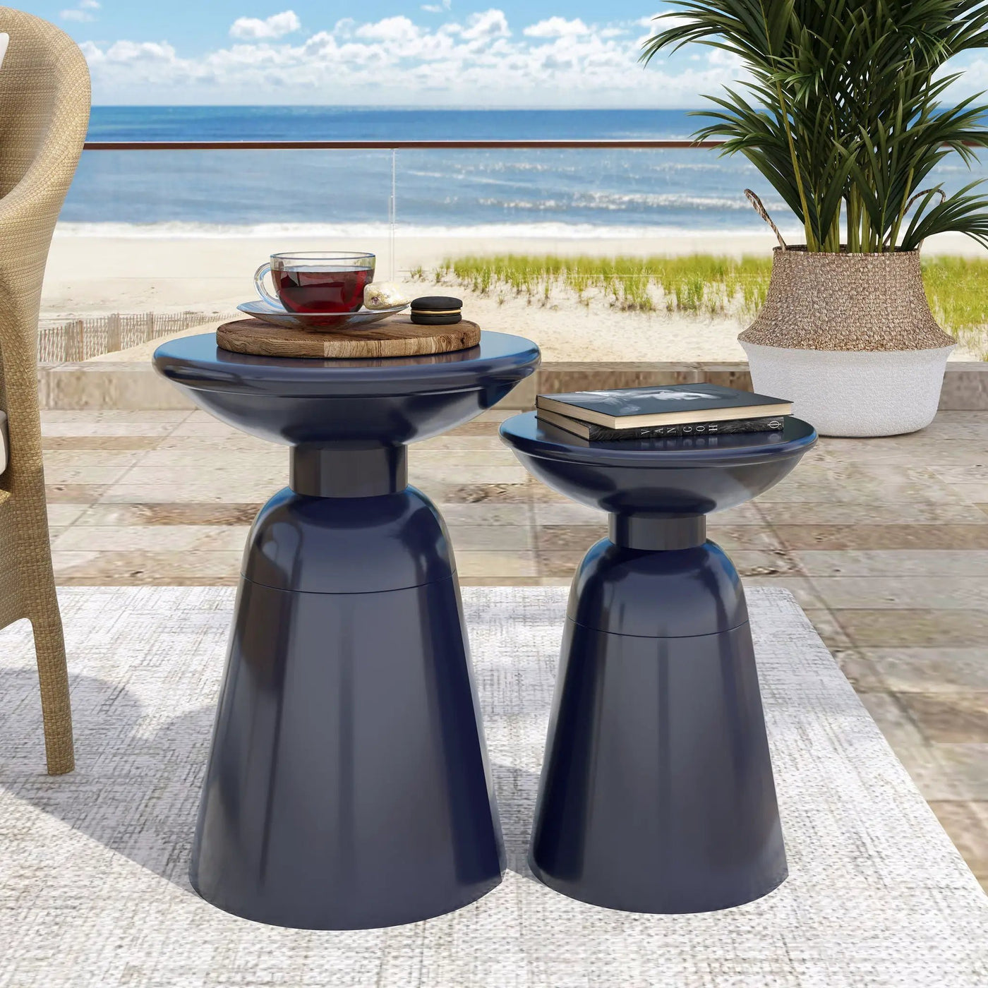 Serenita Outdoor Side Tables With Flared Design (Set of 2) by HouseOfZazla