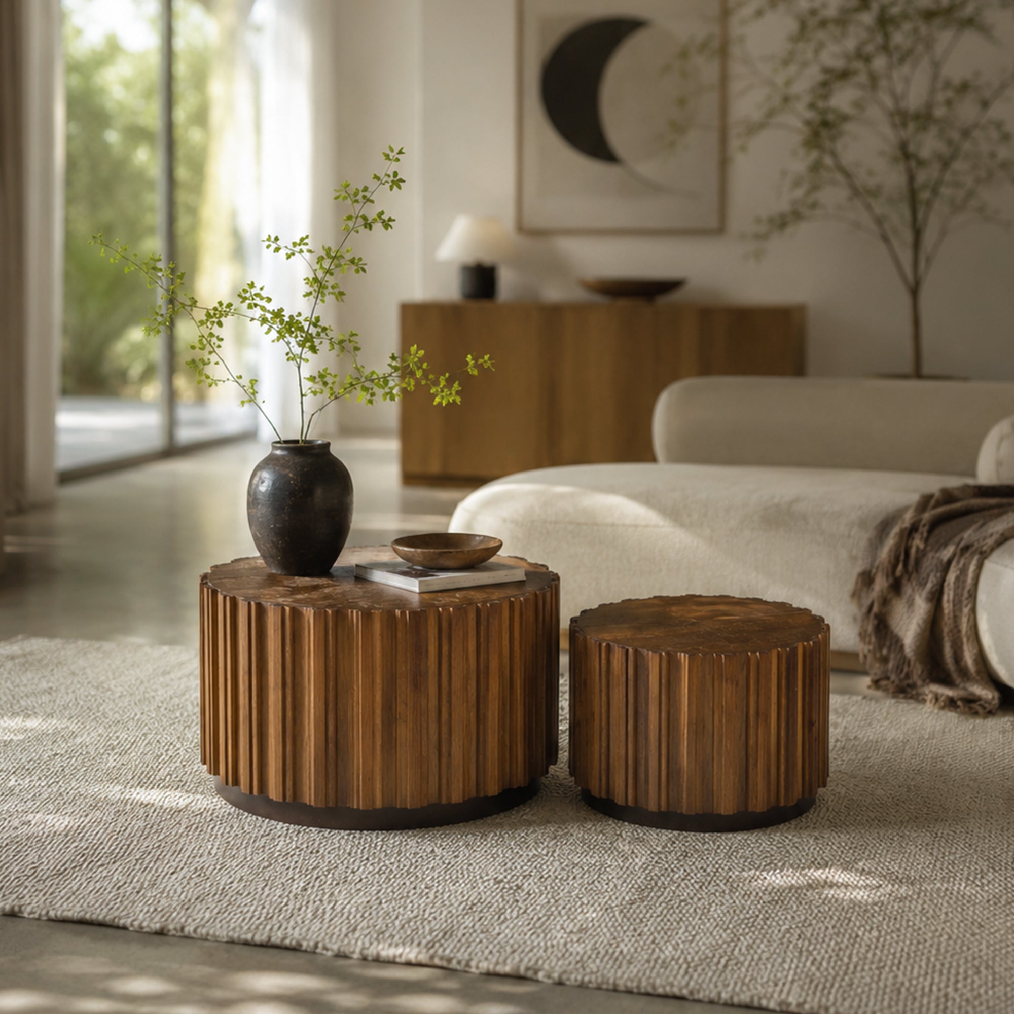 19.7" + 27.5" Round Nesting Coffee Table Set of 2 by HouseOfZazla