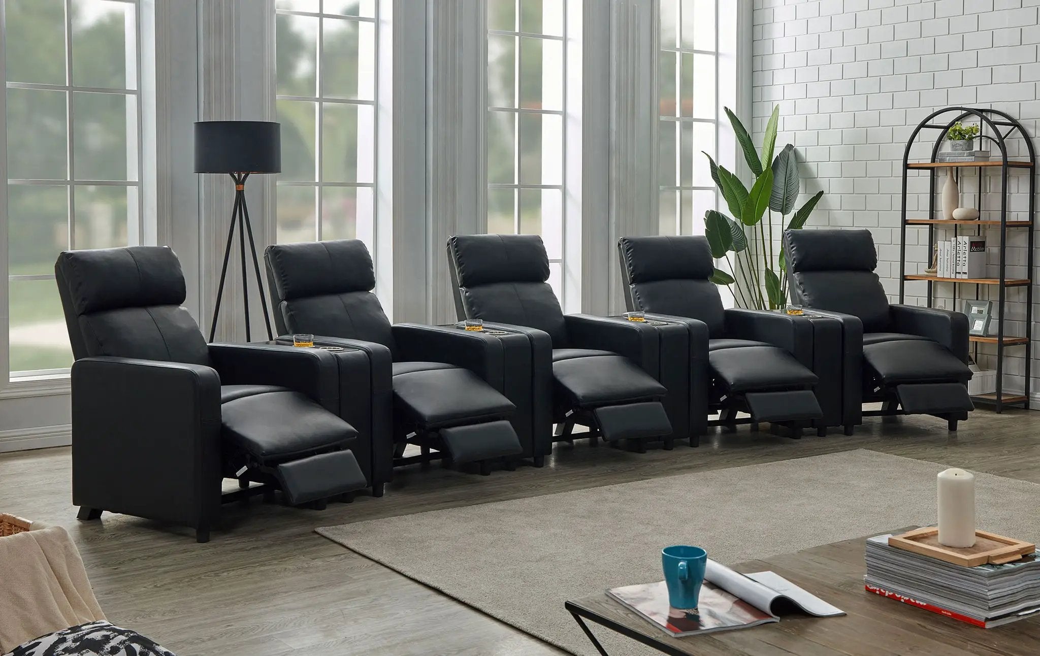 Toohey Upholstered Tufted Recliner Living Room Set Black by Unique Piece Furniture