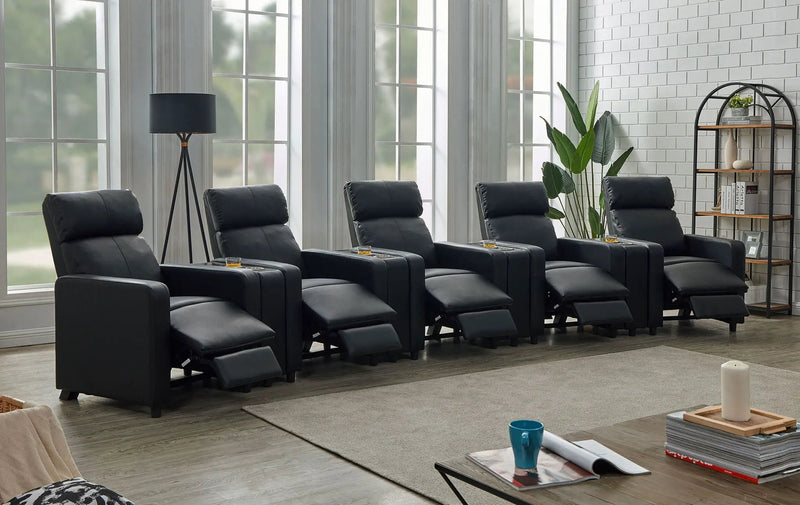 Toohey Upholstered Tufted Recliner Living Room Set Black by Unique Piece Furniture