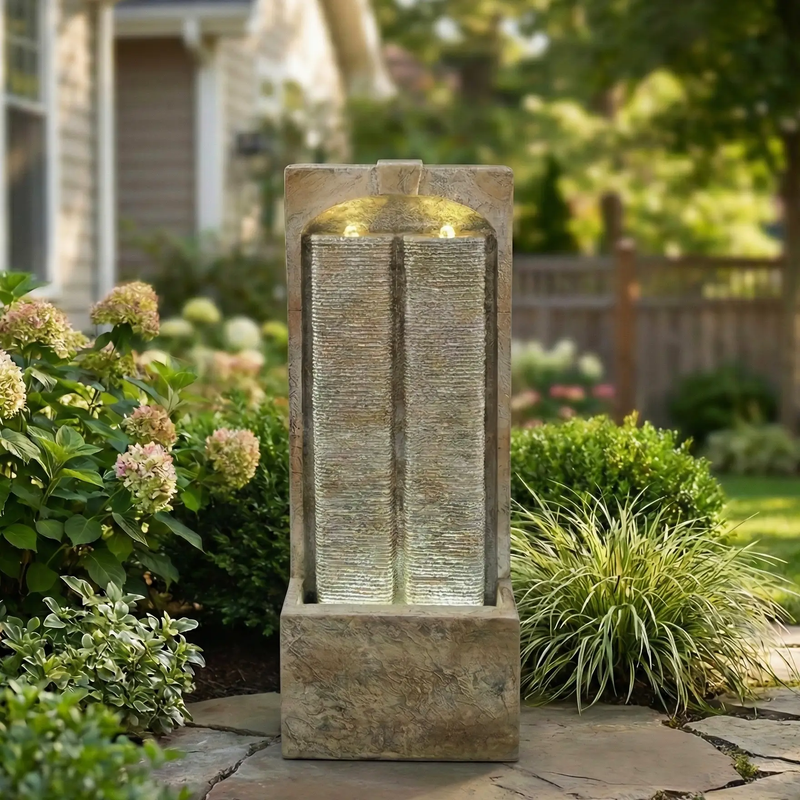 39 Inch Outdoor Water Fountain with Pump by HouseOfZazla