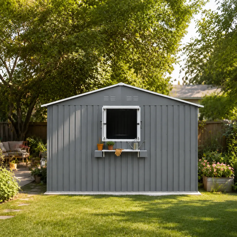 12x10 FT Outdoor Metal Storage Shed by HouseOfZazla