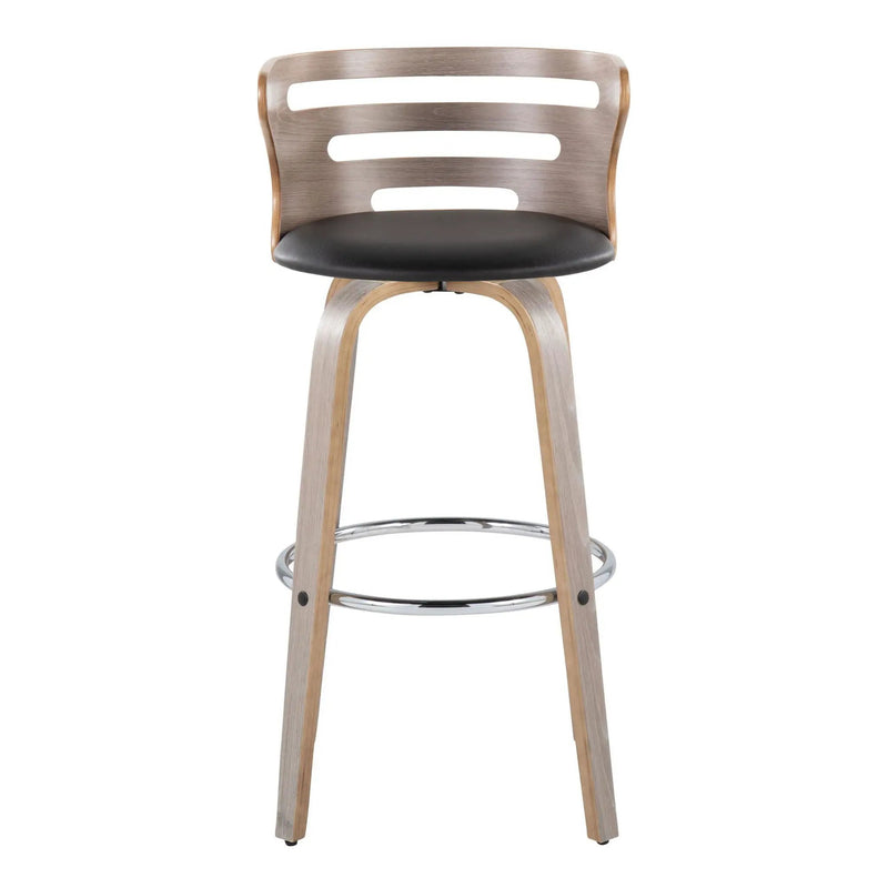 Cosini - Mid Century Modern Fixed Height, Barstool With Swivel With Round Footrest (Set of 2) by Unique Piece Furniture