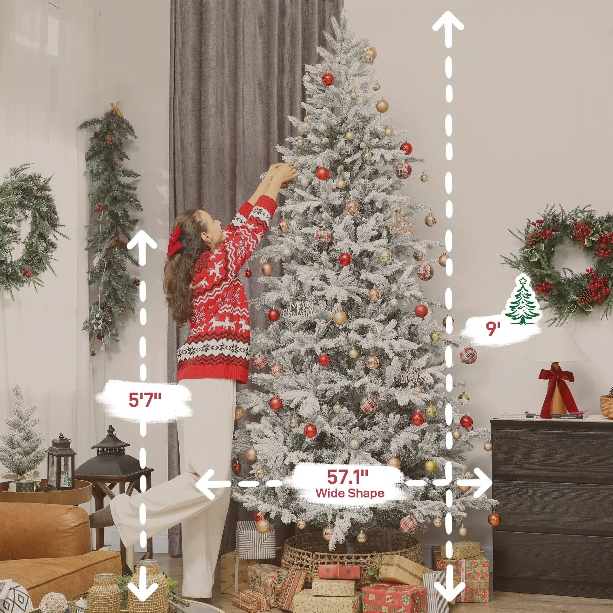HOMCOM 9 ft Artificial Frosted Christmas Tree by HouseOfZazla