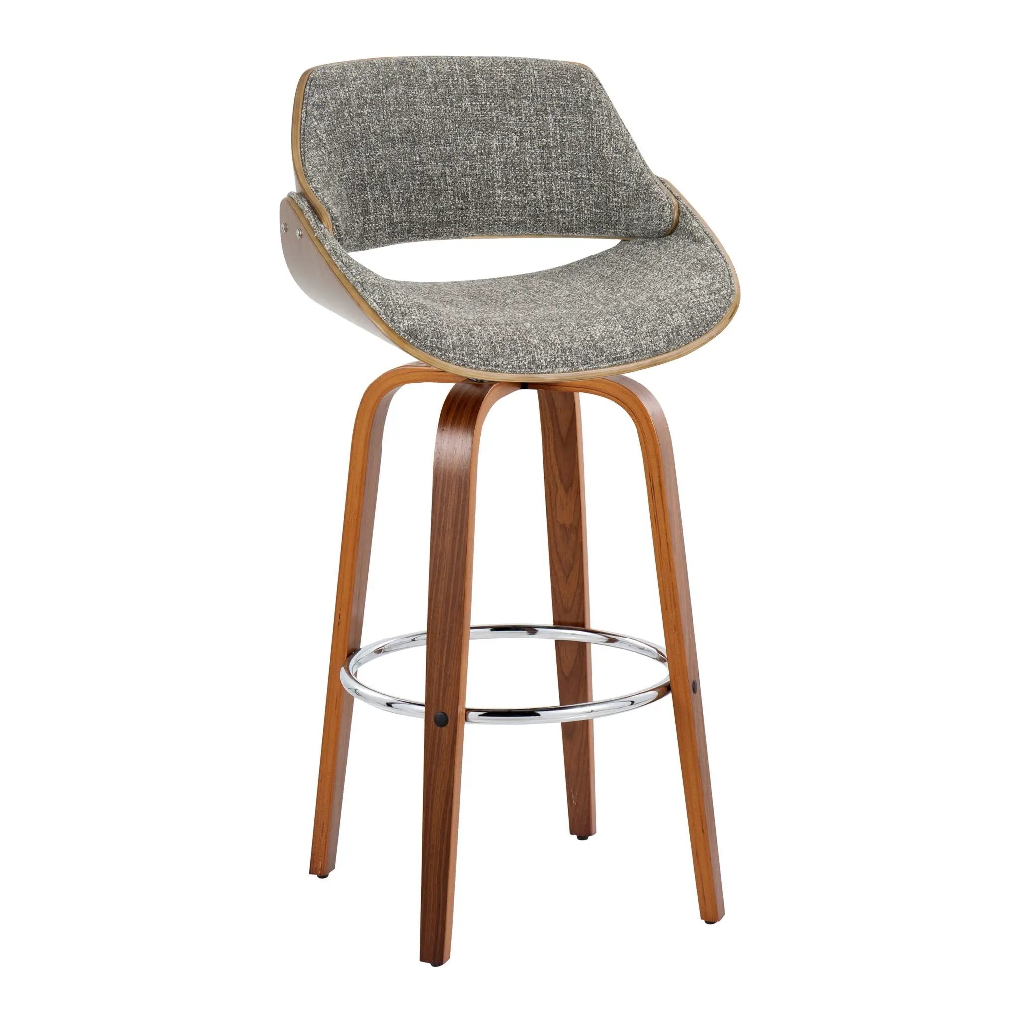 Fabrizzi - Mid Century Modern Fixed Height Barstool With Swivel With Round Footrest (Set of 2) by Unique Piece Furniture