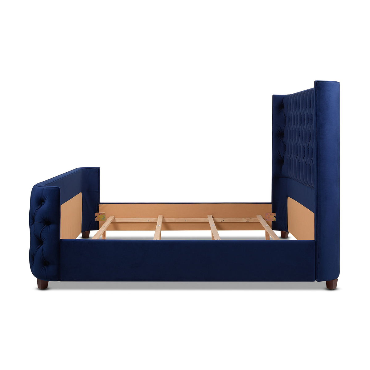 Tufted Panel Bed with Wingback Headboard and Footboard - Multiple Colors, photo 34 of 40