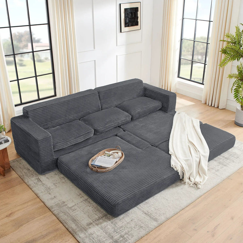 Modern Minimalist L Shape Modular Sectional Sofa, Couch by HouseOfZazla