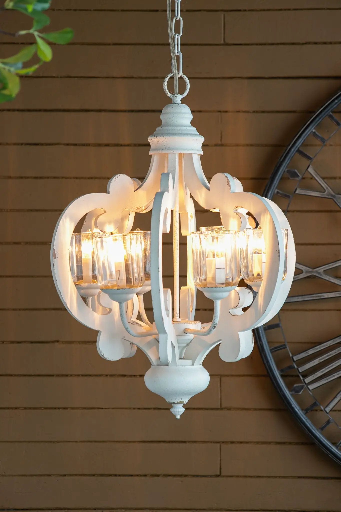 Farmhouse Chandelier, 6 Light Wood Chandelier Pendant Light Fixture With Adjustable Chain For Dining Room Living Room Entryway, Bulb Not Included by HouseOfZazla